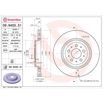 Jeu de 2 disques de frein arrière BREMBO 09.N455.51