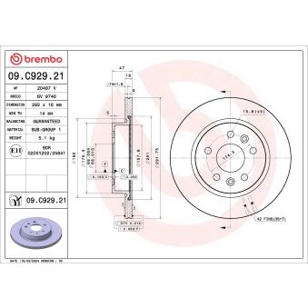 Jeu de 2 disques de frein avant BREMBO 09.C929.21