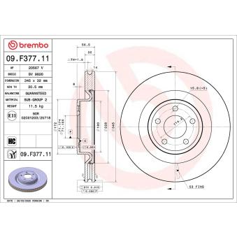 Jeu de 2 disques de frein avant BREMBO 09.F377.11