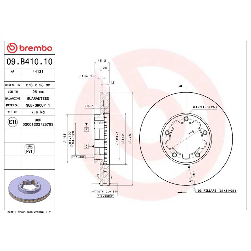 Jeu de 2 disques de frein avant BREMBO 09.B410.10 - Visuel 1