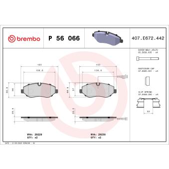 Jeu de 4 plaquettes de frein avant BREMBO P 56 066