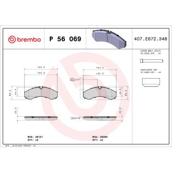 Jeu de 4 plaquettes de frein arrière BREMBO P 56 069