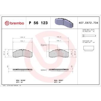 Jeu de 4 plaquettes de frein avant BREMBO P 56 123