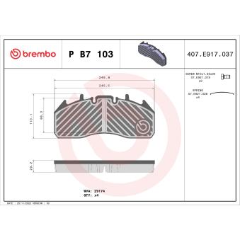 Jeu de 4 plaquettes de frein avant BREMBO P B7 103