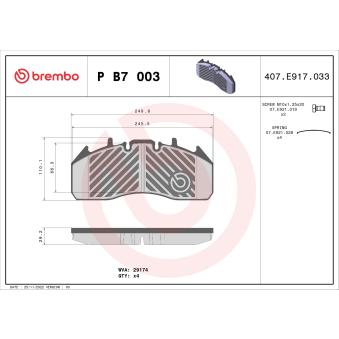 Jeu de 4 plaquettes de frein avant BREMBO P B7 003
