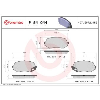 Jeu de 4 plaquettes de frein avant BREMBO P 54 044