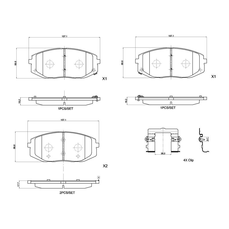 Jeu de 4 plaquettes de frein avant BREMBO P 30 161 - Visuel 3