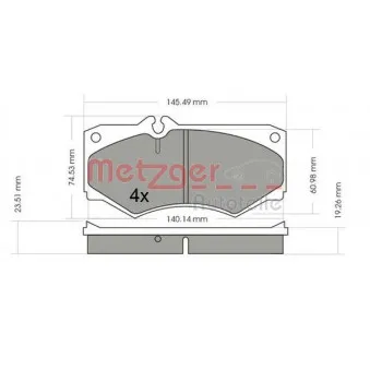 Jeu de 4 plaquettes de frein avant METZGER 1170351