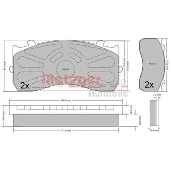 Jeu de 4 plaquettes de frein avant METZGER 1170525