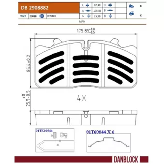 Jeu de 4 plaquettes de frein avant DANBLOCK