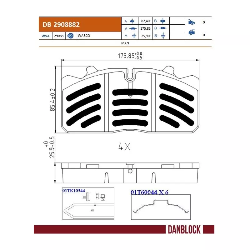 Jeu de 4 plaquettes de frein avant DANBLOCK DB 2908882