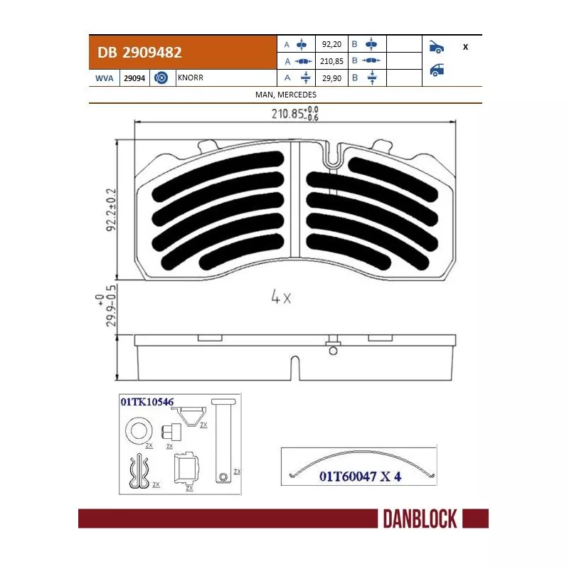 Jeu de 4 plaquettes de frein avant DANBLOCK DB 2909482