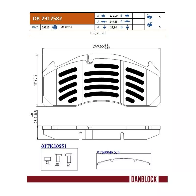 Jeu de 4 plaquettes de frein avant DANBLOCK DB 2912582