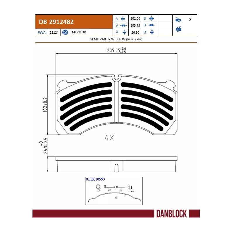 Jeu de 4 plaquettes de frein avant DANBLOCK DB 2912482