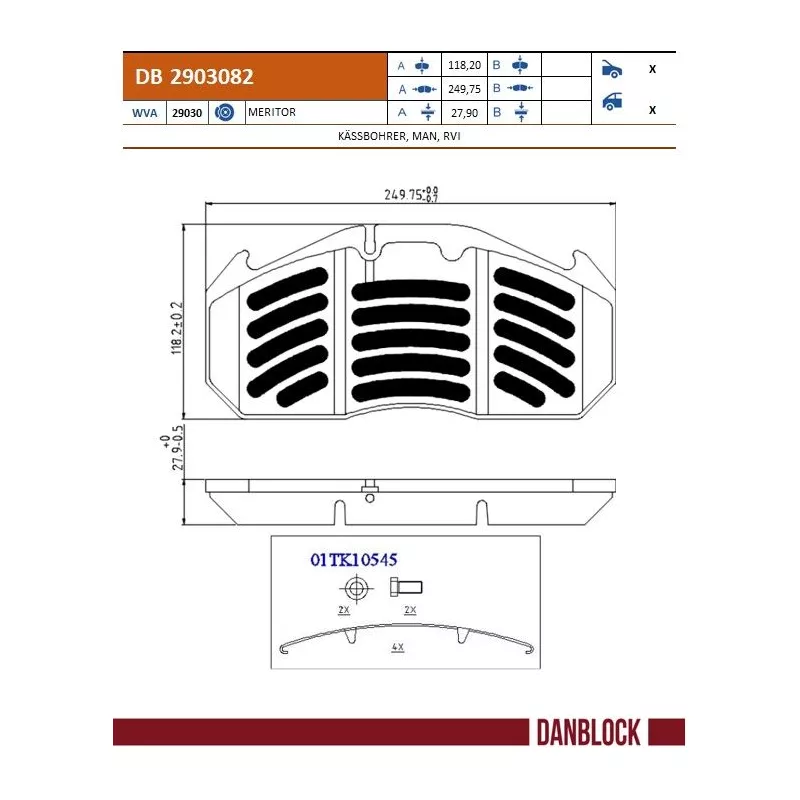 Jeu de 4 plaquettes de frein DANBLOCK DB 2903082