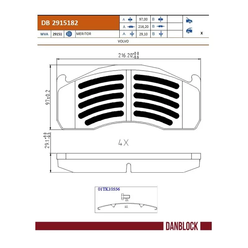 Jeu de 4 plaquettes de frein avant DANBLOCK DB 2915182