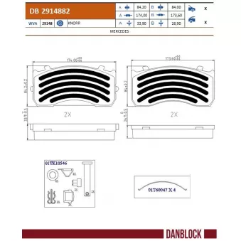 Jeu de 4 plaquettes de frein avant DANBLOCK