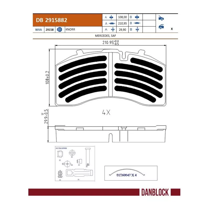 Jeu de 4 plaquettes de frein avant DANBLOCK DB 2915882