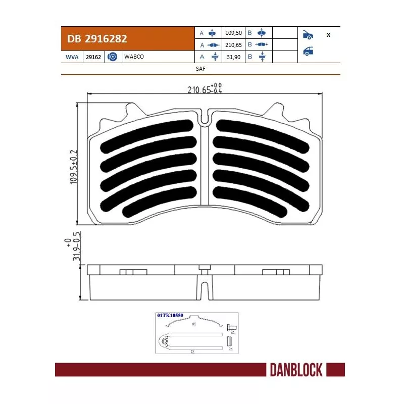 Jeu de 4 plaquettes de frein avant DANBLOCK DB 2916282