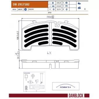 Jeu de 4 plaquettes de frein avant DANBLOCK