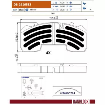Jeu de 4 plaquettes de frein avant DANBLOCK