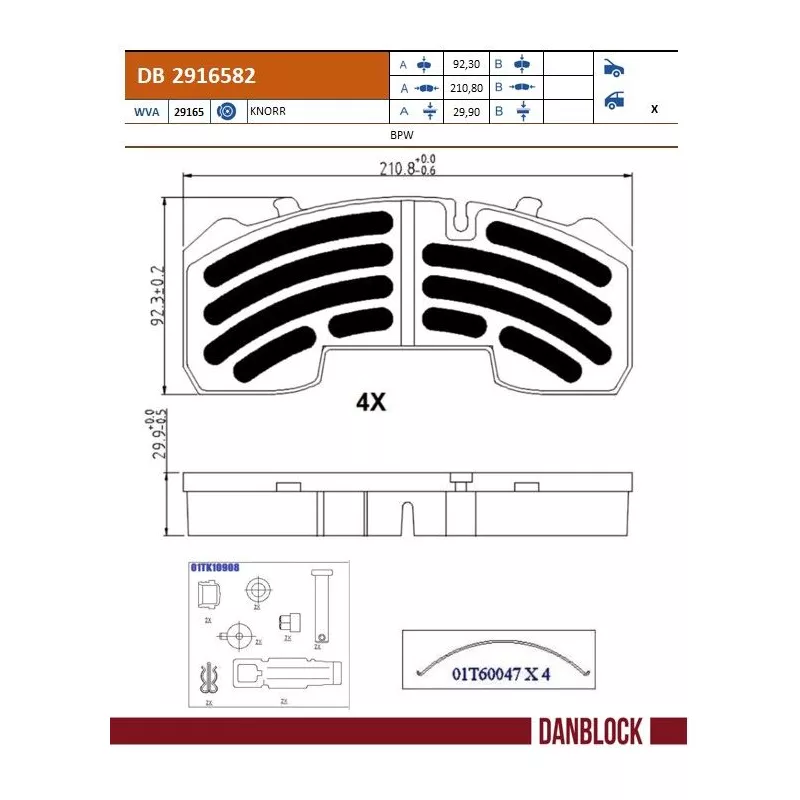 Jeu de 4 plaquettes de frein avant DANBLOCK DB 2916582
