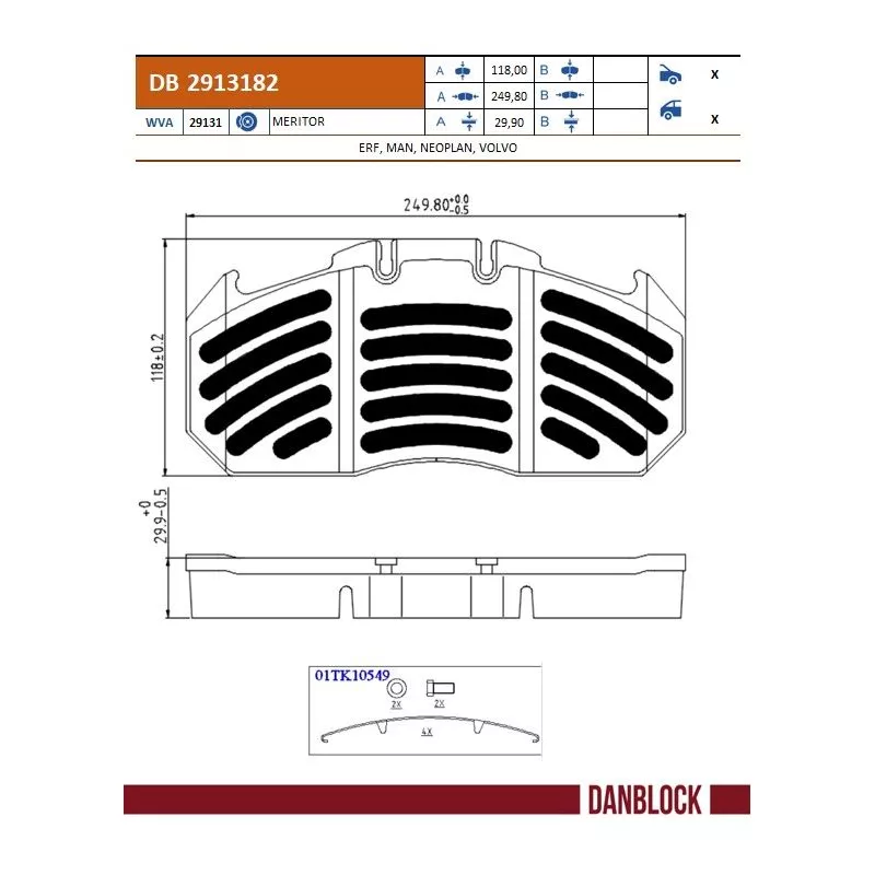 Jeu de 4 plaquettes de frein DANBLOCK DB 2913182