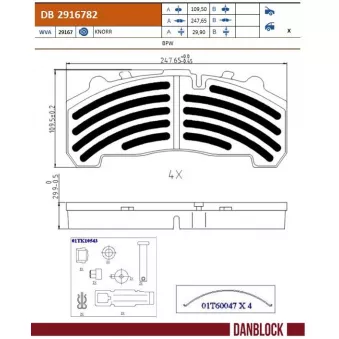 Jeu de 4 plaquettes de frein avant DANBLOCK