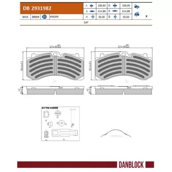 Jeu de 4 plaquettes de frein avant DANBLOCK