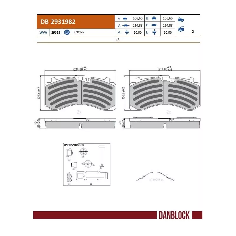Jeu de 4 plaquettes de frein avant DANBLOCK DB 2931982