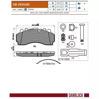 Jeu de 4 plaquettes de frein DANBLOCK
