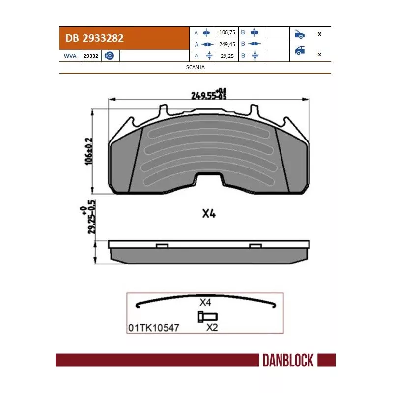 Jeu de 4 plaquettes de frein DANBLOCK DB 2933282