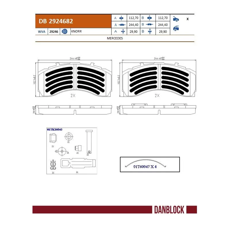 Jeu de 4 plaquettes de frein avant DANBLOCK DB 2924682