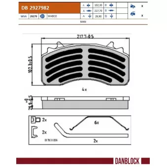 Jeu de 4 plaquettes de frein DANBLOCK