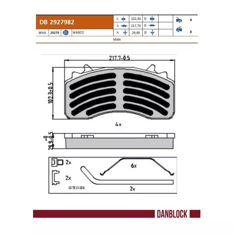Jeu de 4 plaquettes de frein DANBLOCK DB 2927982