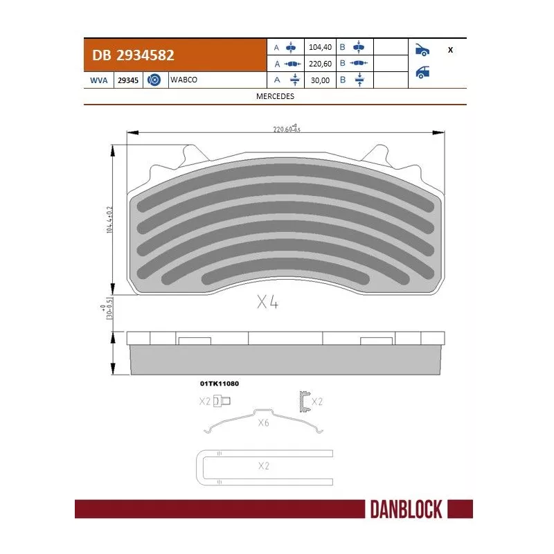 Jeu de 4 plaquettes de frein DANBLOCK DB 2934582