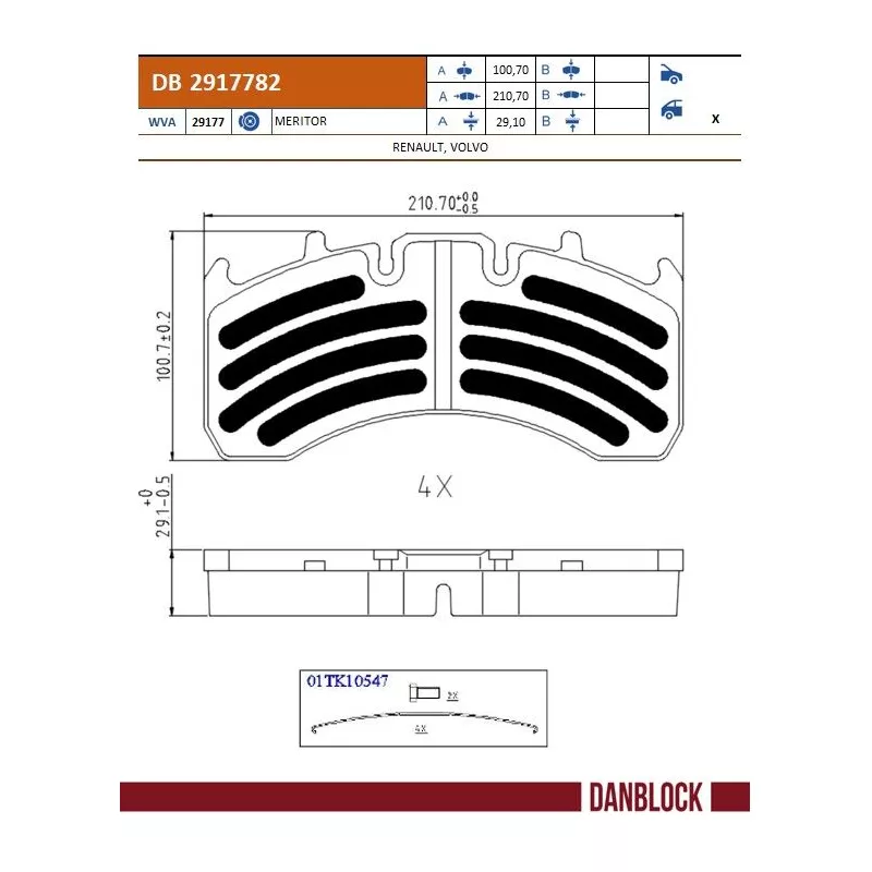 Jeu de 4 plaquettes de frein avant DANBLOCK DB 2917782