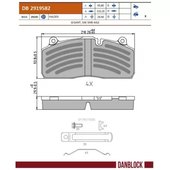 Jeu de 4 plaquettes de frein DANBLOCK