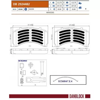 Jeu de 4 plaquettes de frein avant DANBLOCK