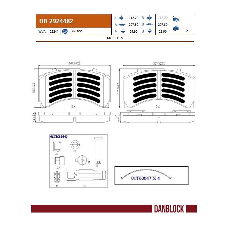 Jeu de 4 plaquettes de frein avant DANBLOCK DB 2924482