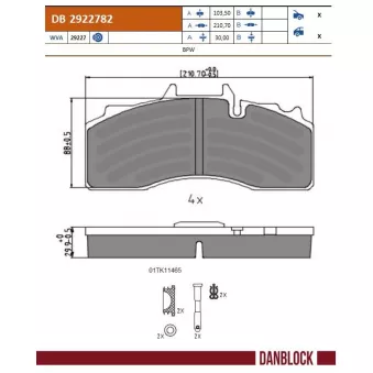 Jeu de 4 plaquettes de frein avant DANBLOCK