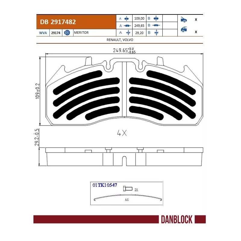 Jeu de 4 plaquettes de frein DANBLOCK DB 2917482