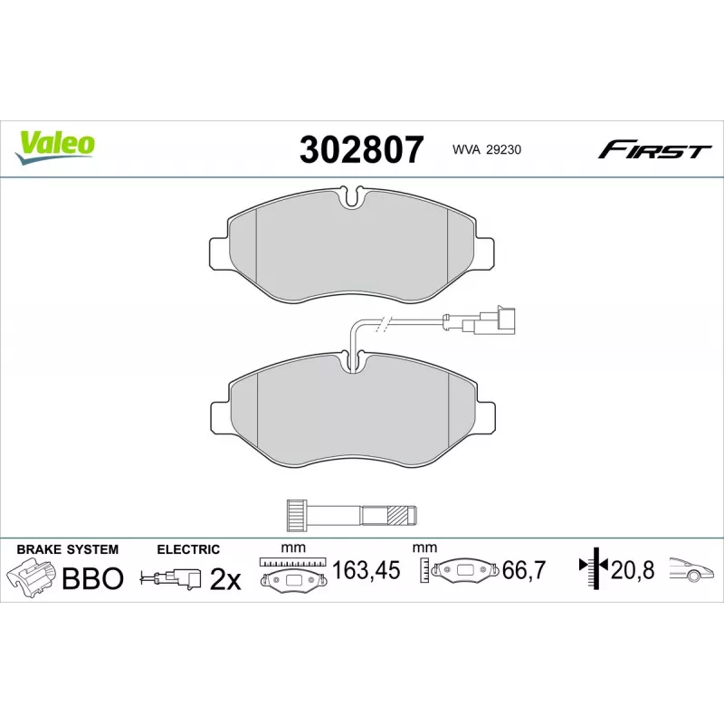 Jeu de 4 plaquettes de frein avant VALEO 302807