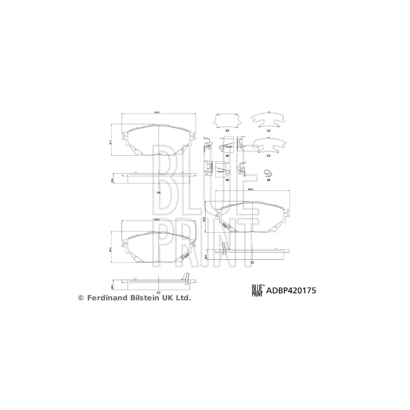 Jeu de 4 plaquettes de frein BLUE PRINT ADBP420175