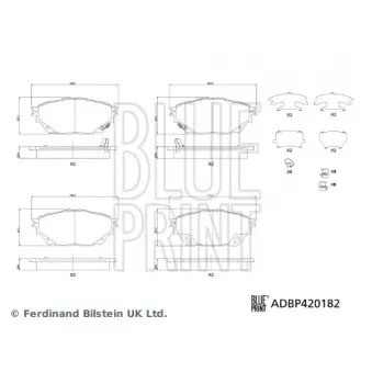 Jeu de 4 plaquettes de frein BLUE PRINT