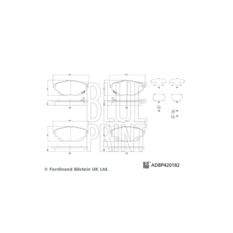 Jeu de 4 plaquettes de frein BLUE PRINT ADBP420182