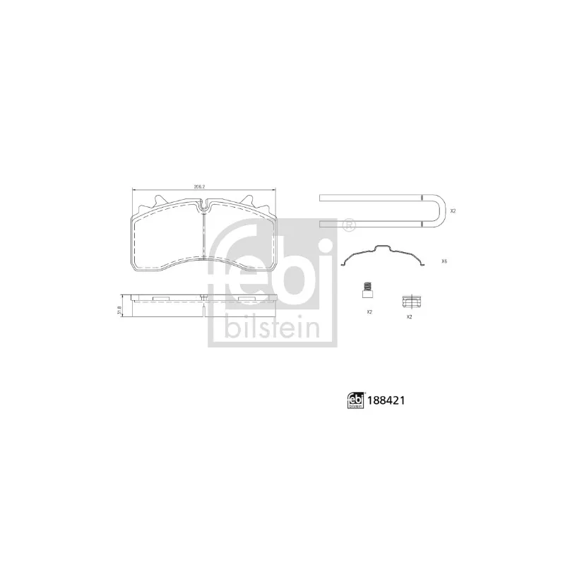 Jeu de 4 plaquettes de frein FEBI BILSTEIN 188421