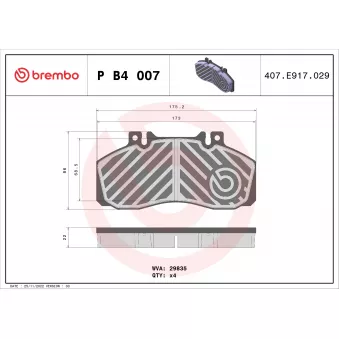 Jeu de 4 plaquettes de frein avant BREMBO P B4 007