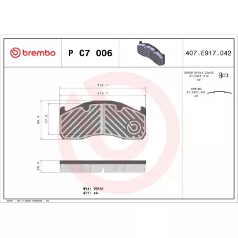 Jeu de 4 plaquettes de frein arrière BREMBO P C7 006