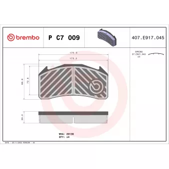 Jeu de 4 plaquettes de frein avant BREMBO P C7 009